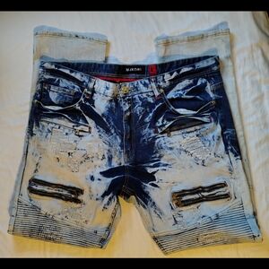Makobi MK Rockstar Distressed Skinny Stretch Men's Jeans 40 x 34